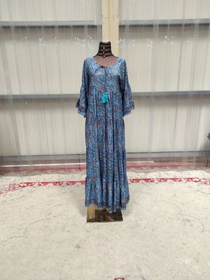 S/M Gaby Silk Crystal  Long Dress 57&quot; Long Jalabiya