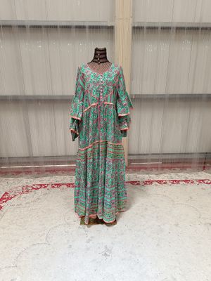 L/XL Adeeba Crystal Cotton Dress 57&quot; Long Jalabiya