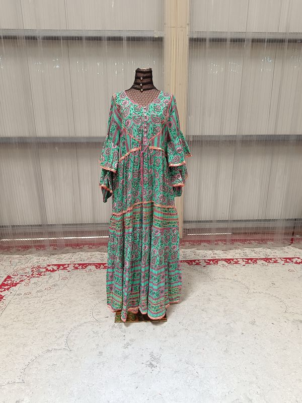 L/XL Adeeba Crystal Cotton Dress 57&quot; Long Jalabiya