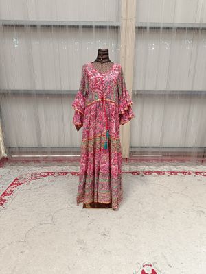 L/XL Adeeba Crystal Cotton Dress 57&quot; Long Jalabiya