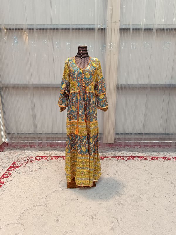 L/XL Adeeba Crystal Cotton Dress 57&quot; Long Jalabiya