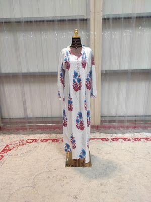 L/XL Crystal Sparrow Printed Cotton Dress 57&quot; Long Jalabiya