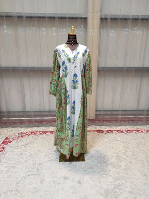 XS/S Zaheera Printed Cotton Dress 54&quot; Long Jalabiya