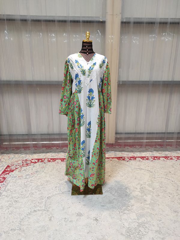 XS/S Zaheera Printed Cotton Dress 54&quot; Long Jalabiya
