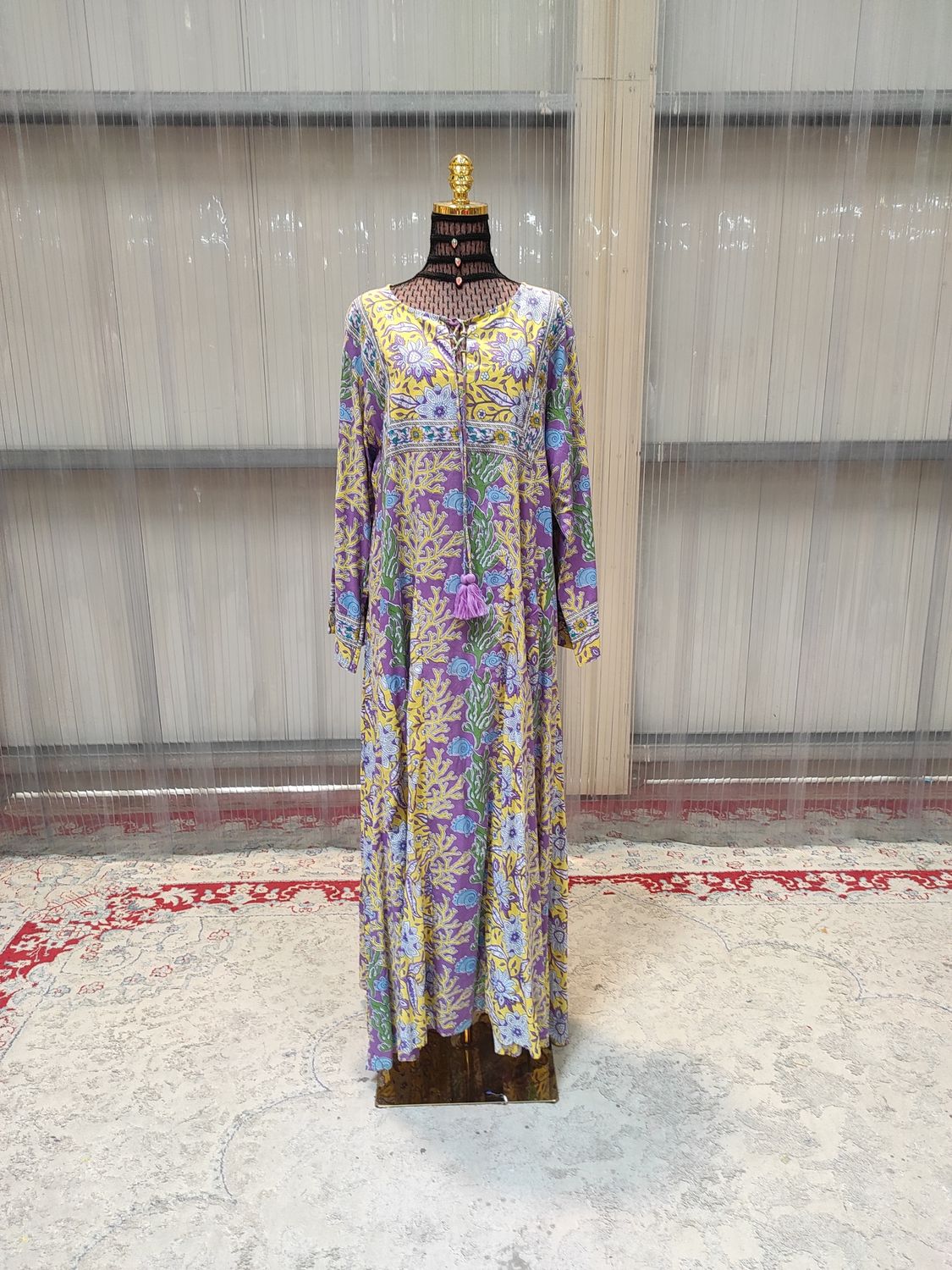 2XL/3XL Anaya Printed Cotton Dress 57&quot;Long Jalabiya