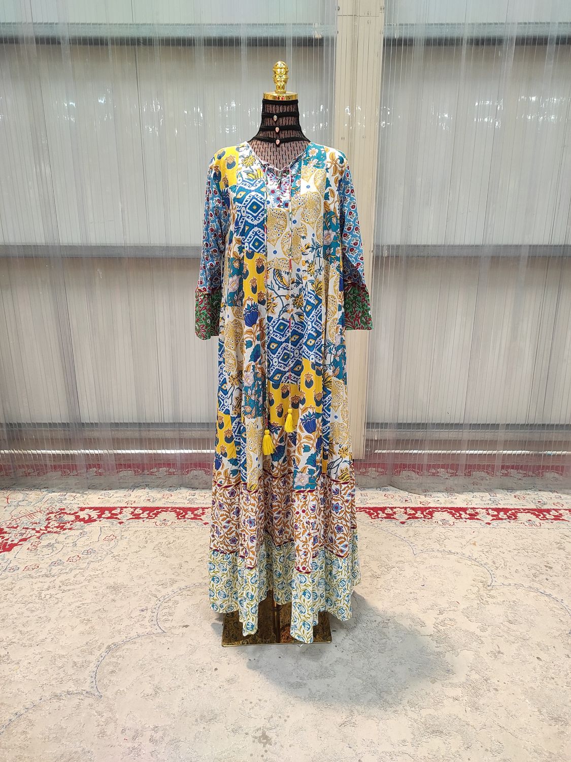 L/XL Sadia Printed Cotton Dress 57&quot; Long Jalabiya