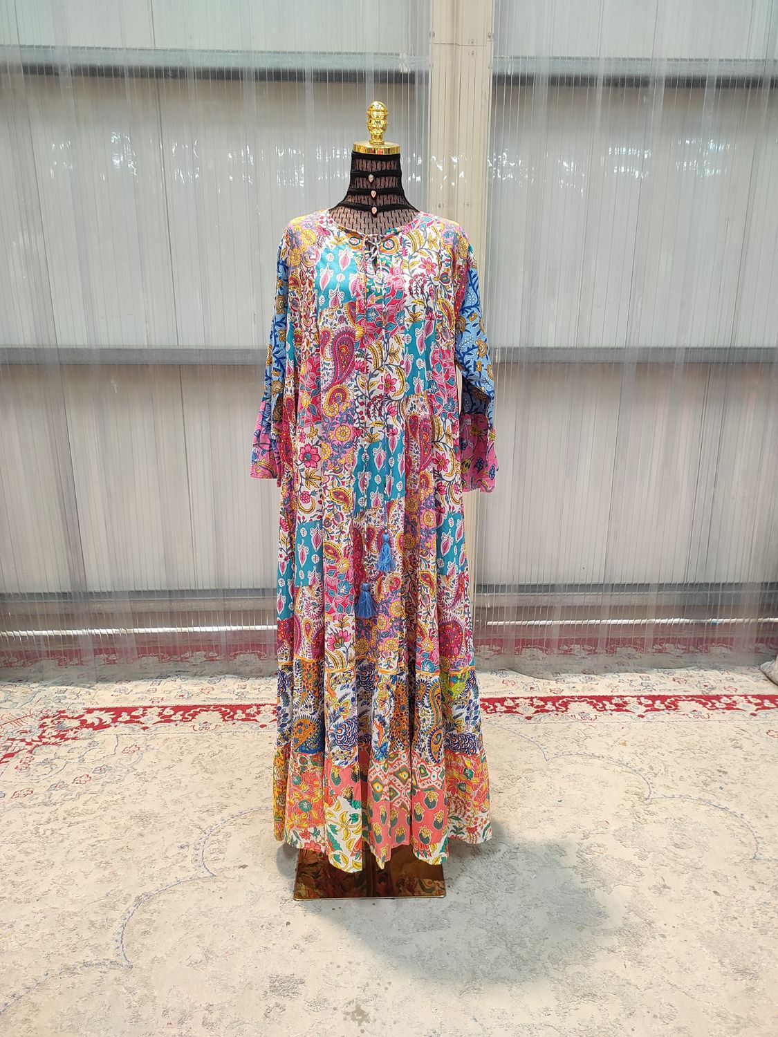 2XL/3XL Sadia Printed Cotton Dress 57&quot; Long Jalabiya