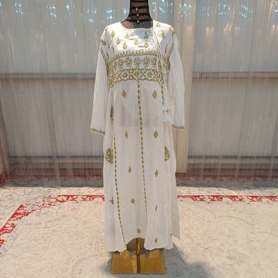 2XL/3XL Cindrella Embroidery  Cotton Dress 57&quot; Long Jalabiya