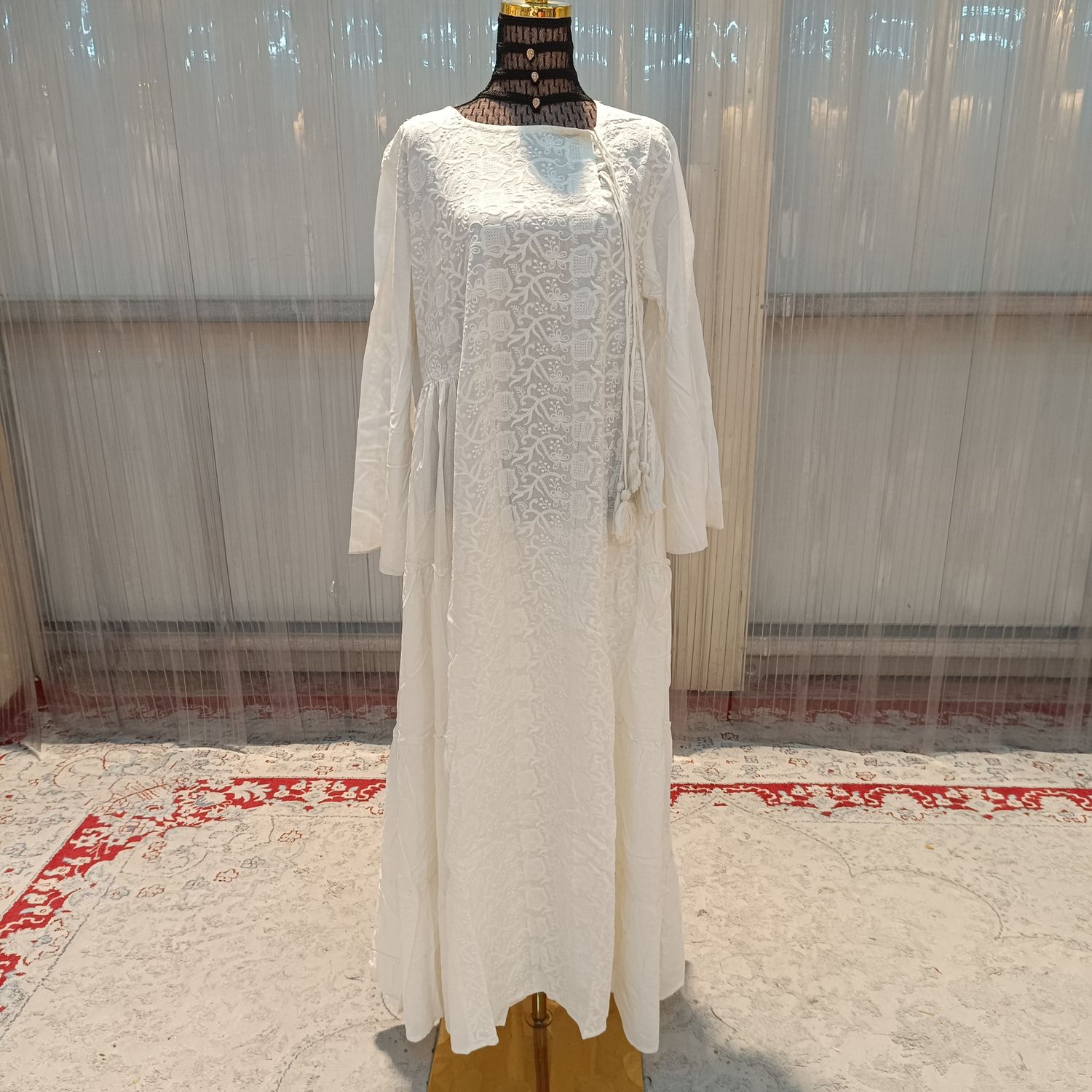 L/XL Cindrella embroidery Cotton Dress 57&quot; Long Jalabiya