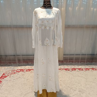 L/XL Cindrella embroidery Cotton Dress 57&quot; Long Jalabiya