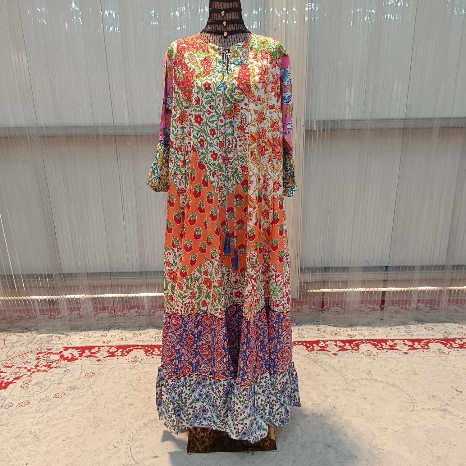 L/XL Sadia Printed Cotton Dress 57&quot; Long Jalabiya