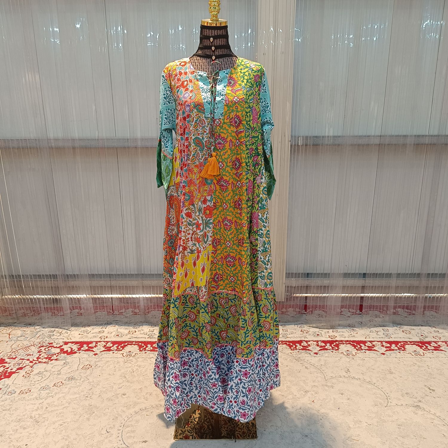 L/XL Sadia Printed Cotton Dress 57&quot; Long Jalabiya