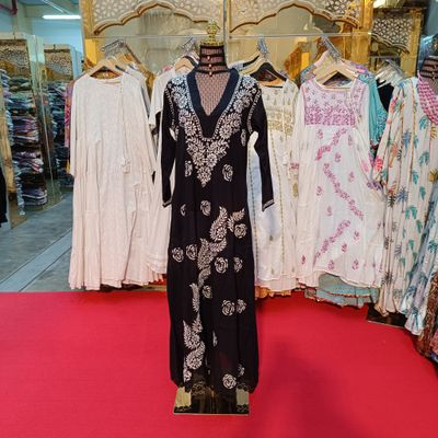 S/M Teena Embroidery Printed Cotton Dress 56&quot; Long Jalabiya