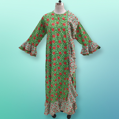 2XL/3XL Princess Printed Cotton Dress 57&quot; Jalabiya