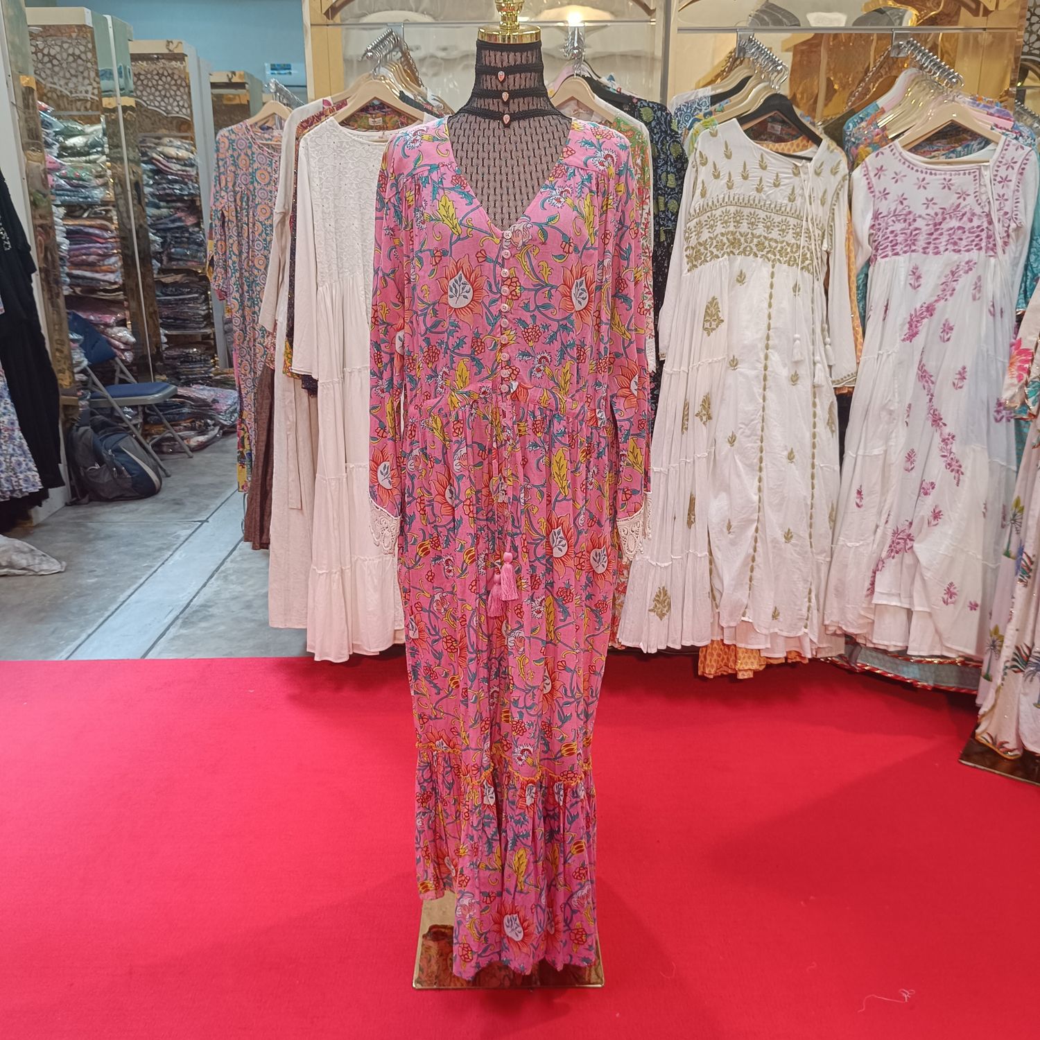 4XL/5XL Ari Printed Cotton Dress 57&quot; Long Jalabiya