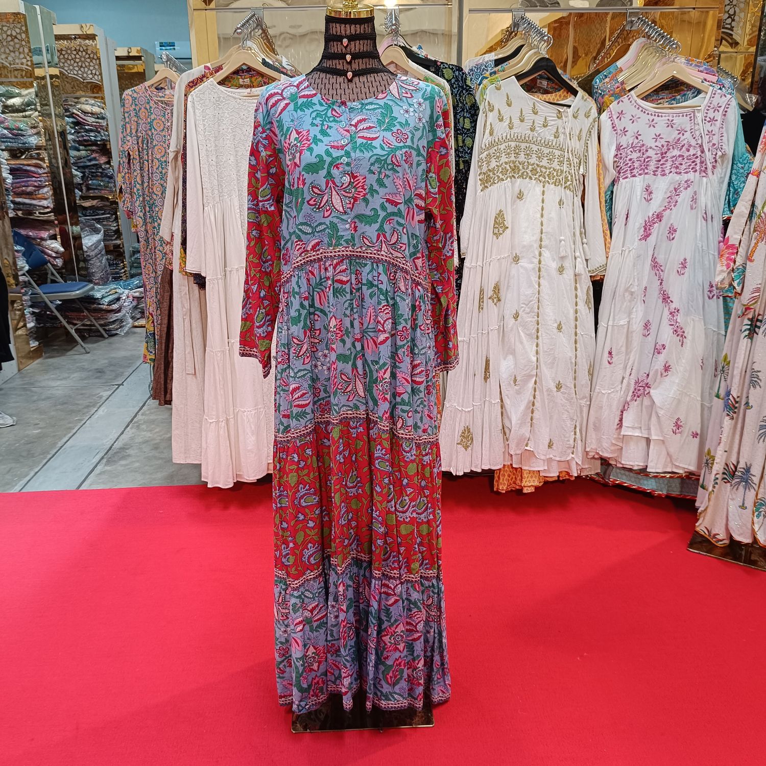 L/XL Special Multi Printed Cotton Dress 57&quot; Long Jalabiya