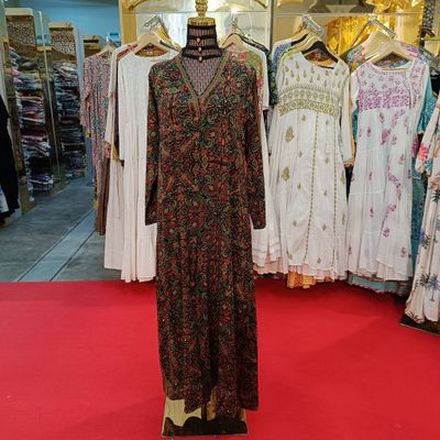 XS/S Teena Silk Crystal  Multi printed Dress 54&quot; Long Jalabiya