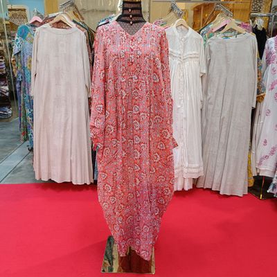 Free Size Lisey Printed Cotton Dress 57&quot; Long Jalabiya