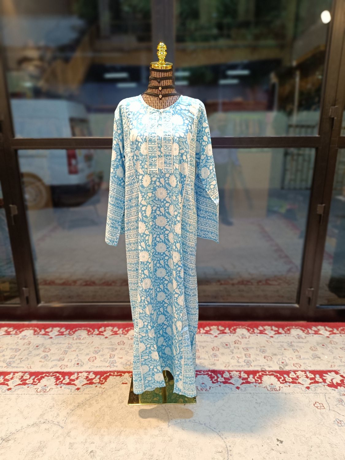 L/XL Special Printed Cotton Dress 57&quot; Long Jalabiya