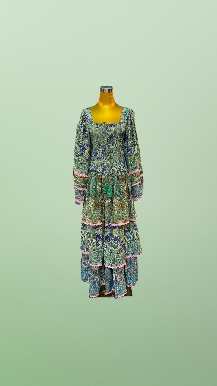 S/M  Rahima Silk Crystal  Dress 57&quot; Long Jalabiya