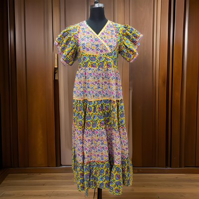 2XL/3XL Dahlia Printed Cotton Dress 57&quot; Long Jalabiya