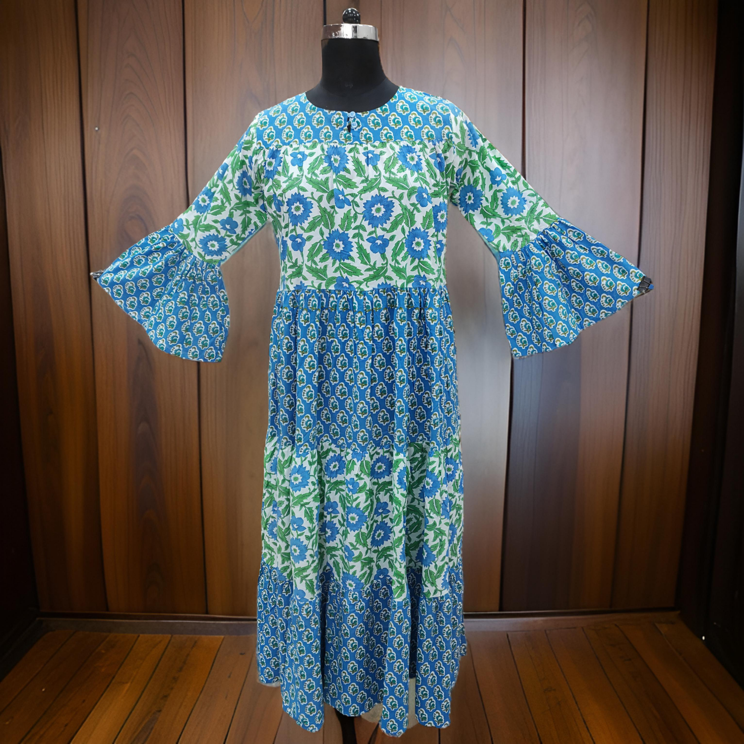 XS/S Moon Printed Cotton Dress 54&quot; Long Jalabiya