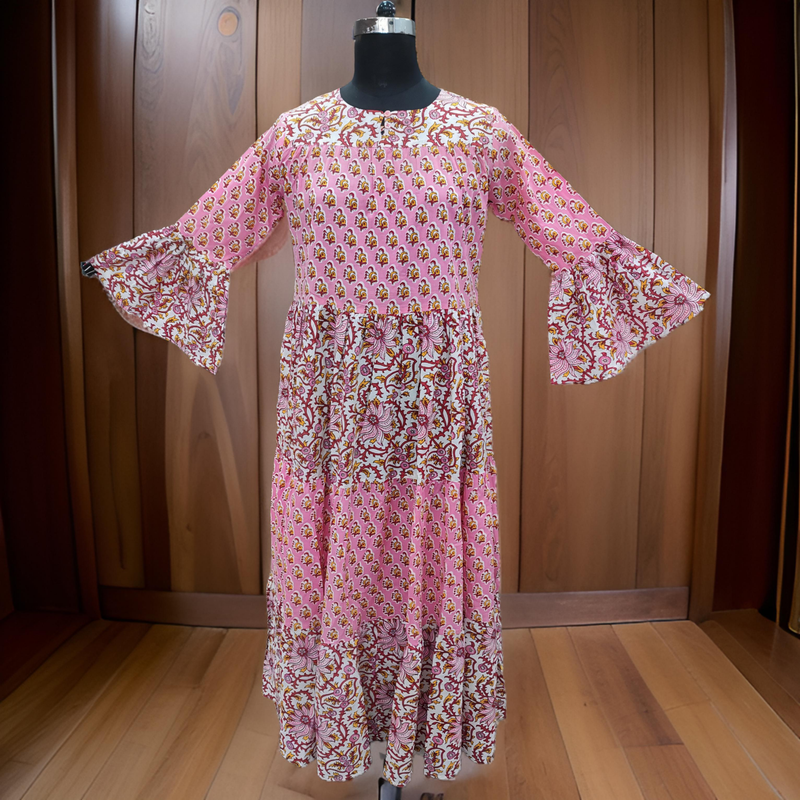 XS/S Moon Printed Cotton Dress 54&quot; Long Jalabiya