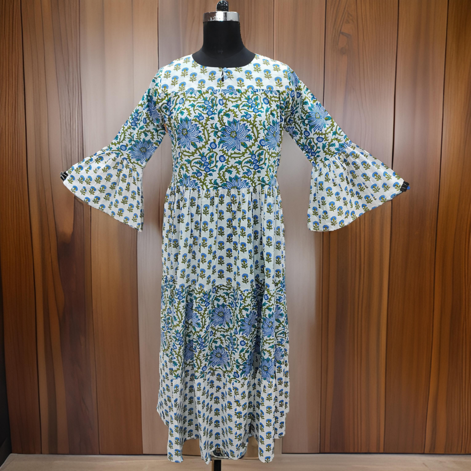 XS/S Moon Printed Cotton Dress 54&quot; Long Jalabiya
