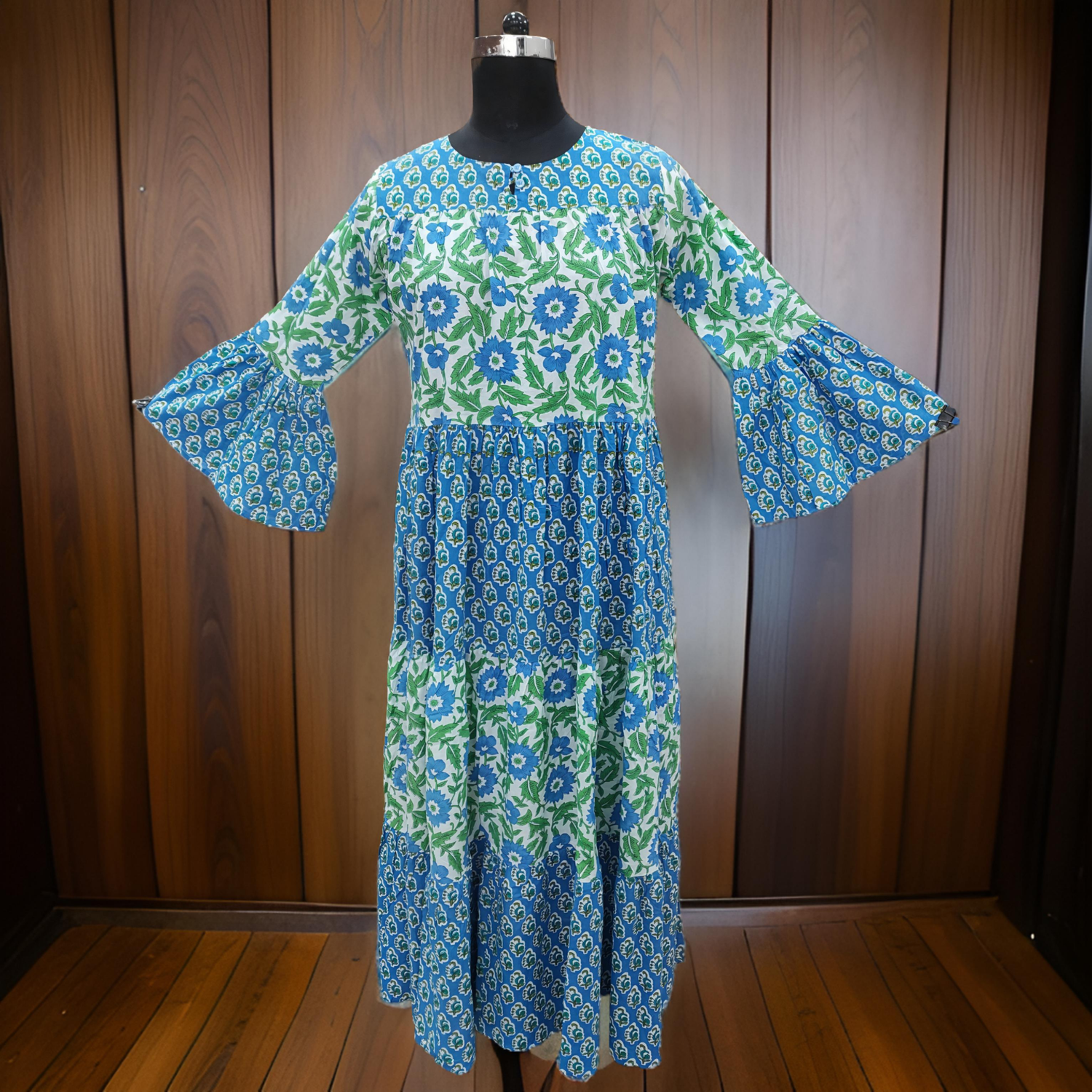 S/M Moon Printed Cotton Dress 57&quot; Long Jalabiya