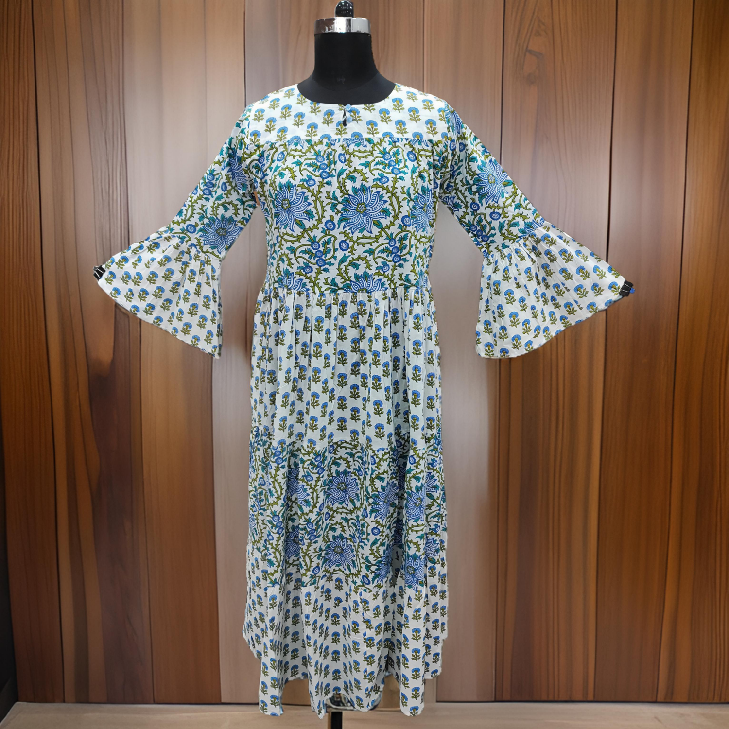 L/XL Moon Printed Cotton Dress 57&quot; Long Jalabiya