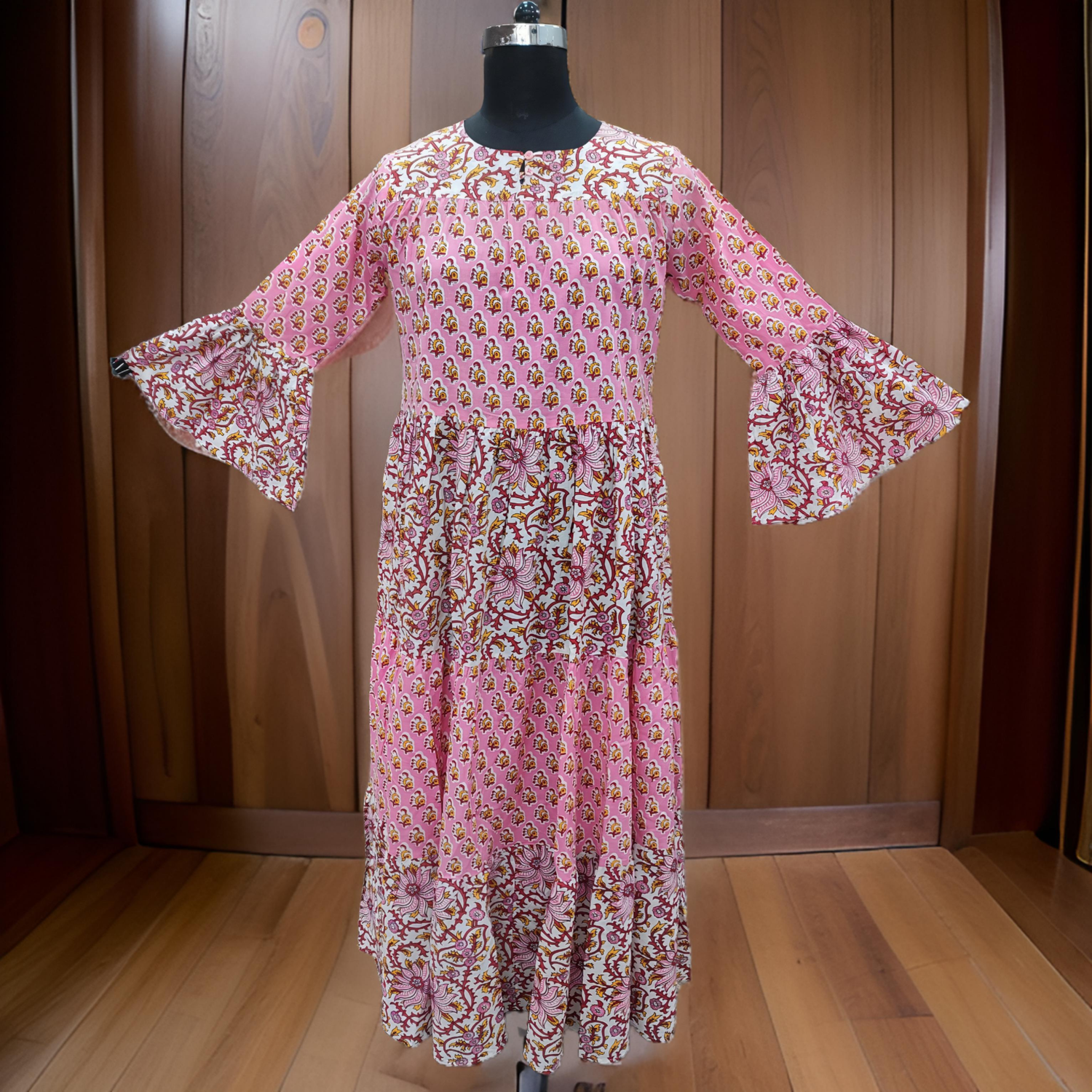 L/XL Moon Printed Cotton Dress 57&quot; Long Jalabiya