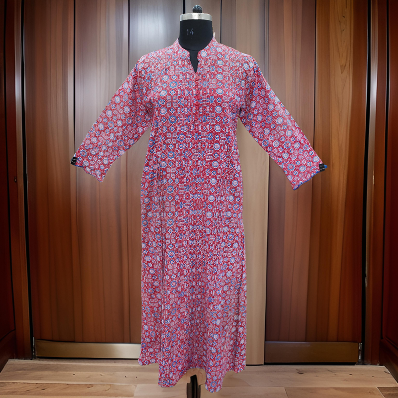 L/XL Delbar Printed Cotton Dress 57&#39;&#39; Long Jalabiya