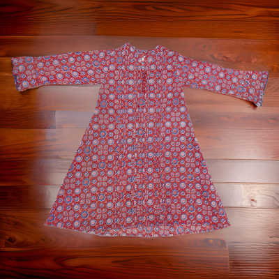 2-3 Year Delbar Printed Cotton Girls Dress 30&quot; Long Jalabiya