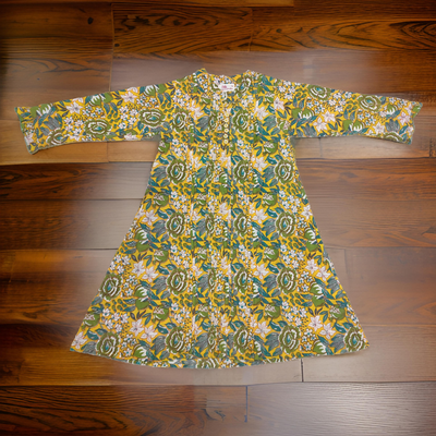 2-3 Year Delbar Printed Cotton Girls Dress 30&quot; Long Jalabiya