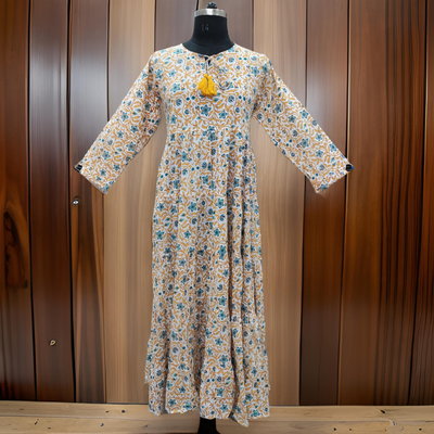 2XL/3XL Razia Printed Cotton Dress 57&quot; Jalabiya