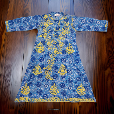 6-7 Year Embroidery Sofi Cotton Girls Dress 38&quot; Long Jalabiya
