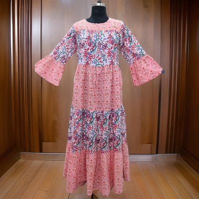 L/XL Moon Printed Cotton Dress 60&quot; Long Jalabiya