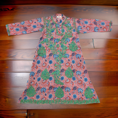 4-5 Year Embroidery Sofi Cotton Girls Dress 34&quot; Long Jalabiya