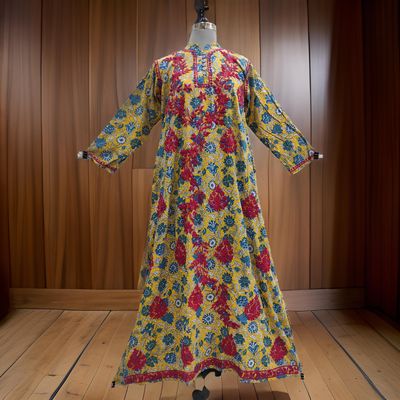 L/XL Sofi Embroidery Printed Cotton Dress 57&quot; Long Jalabiya