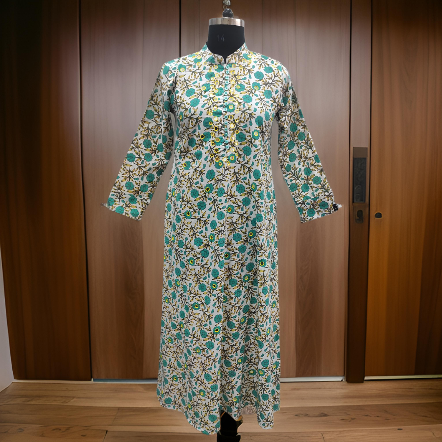 L/XL Sofi Printed Cotton Dress 57&quot; Long Jalabiya