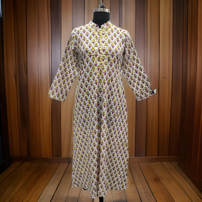 L/XL Sofi Printed Cotton Dress 57&quot; Long Jalabiya