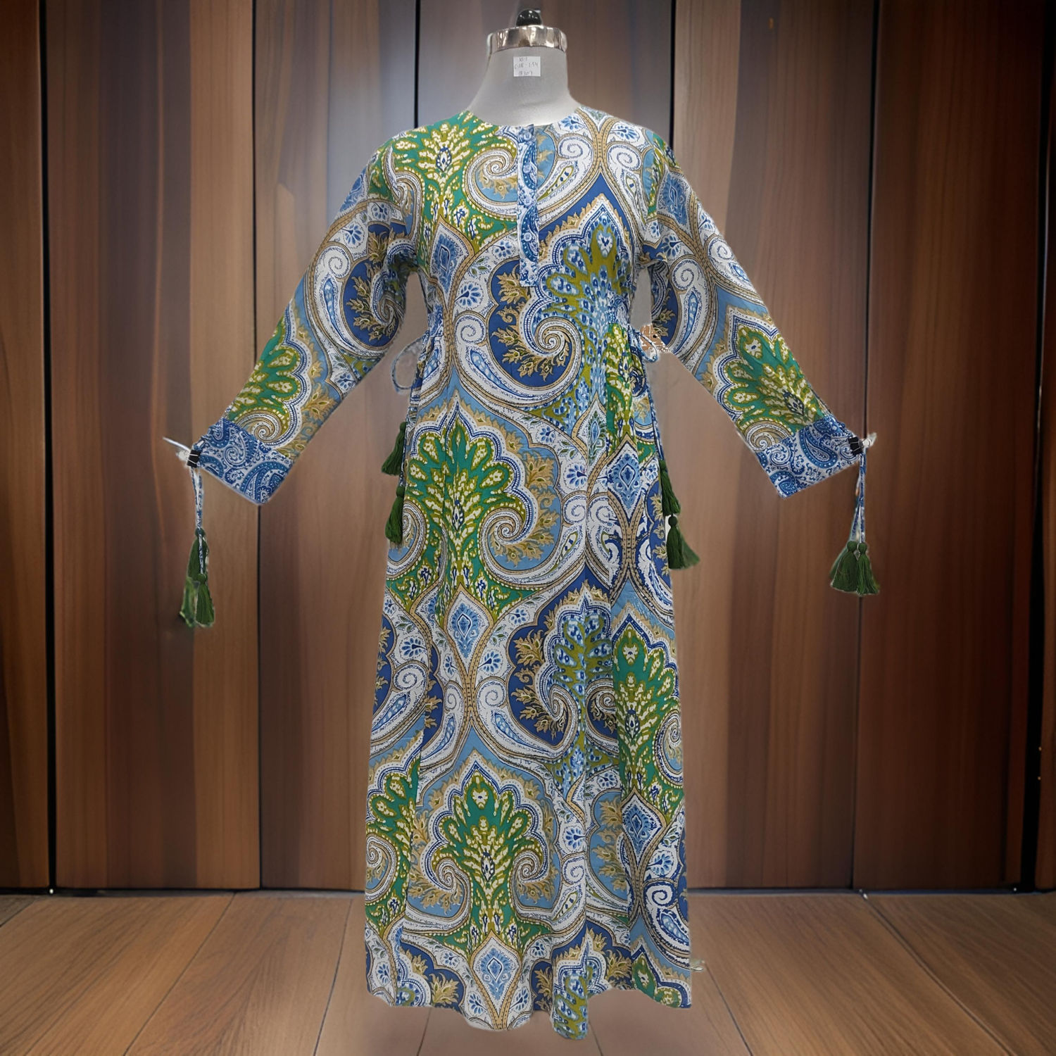 XS/S Jasmine Printed Cotton  Dress 54&quot;Long Jalabiya