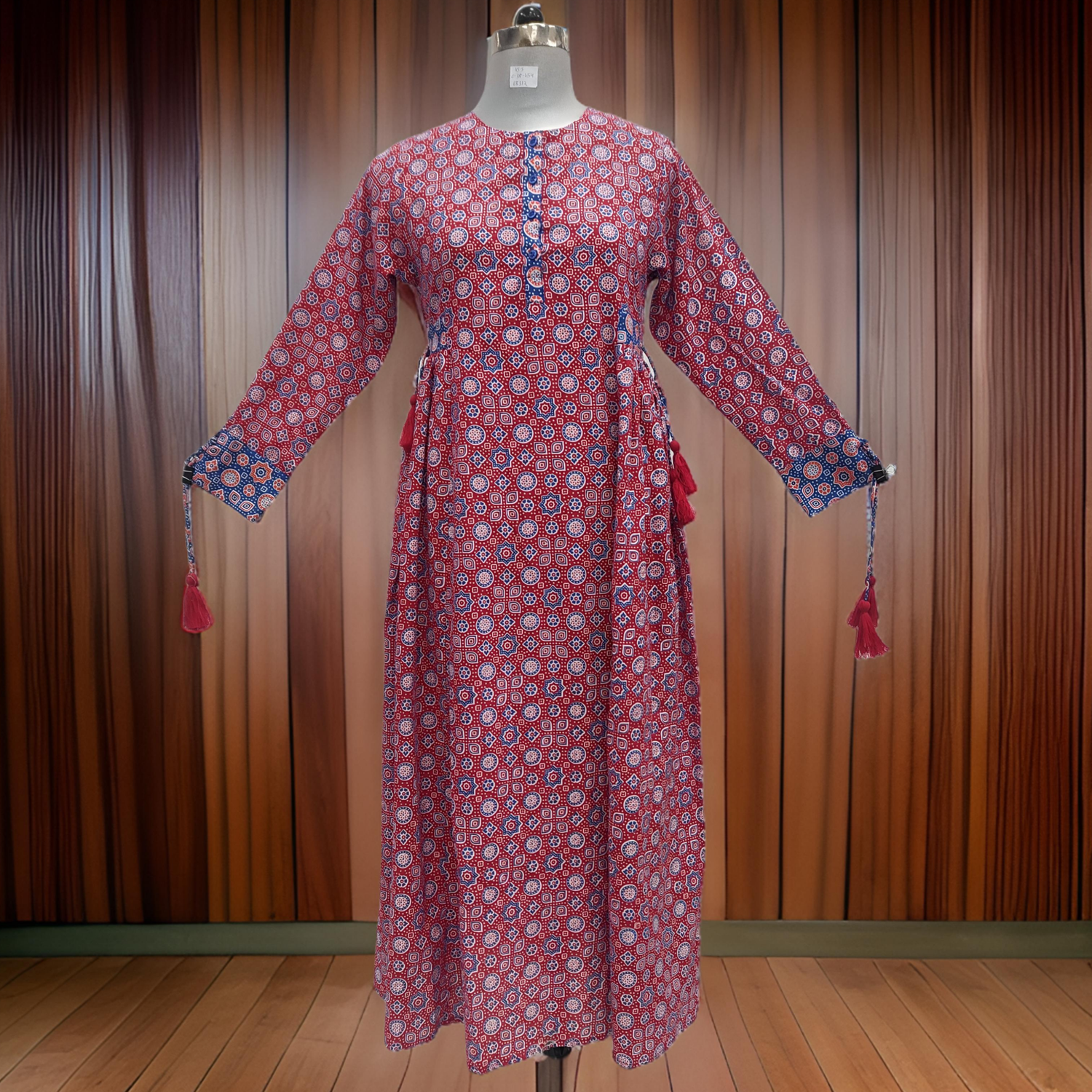 XS/S Jasmine Printed Cotton  Dress 54&quot;Long Jalabiya