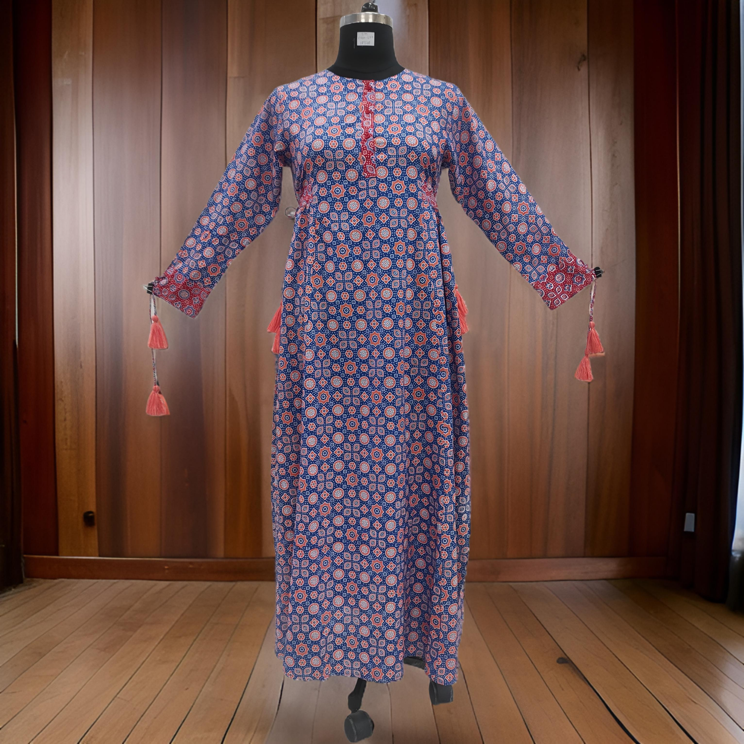 S/M Jasmine Printed Cotton  Dress 57&quot;Long Jalabiya