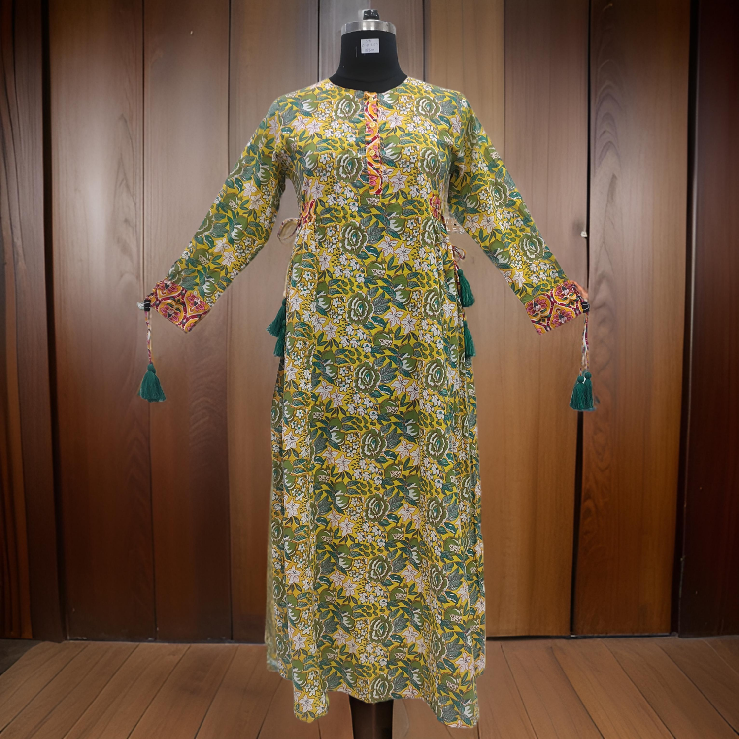 S/M Jasmine Printed Cotton  Dress 57&quot;Long Jalabiya