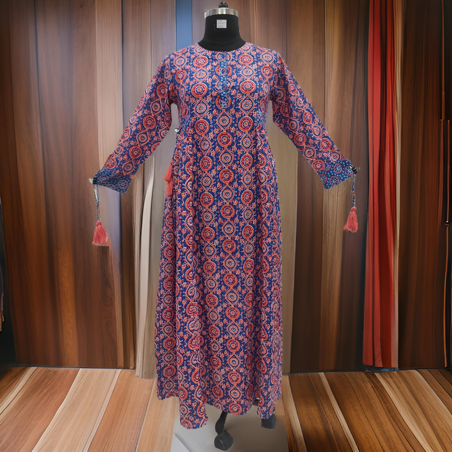 S/M Jasmine Printed Cotton  Dress 57&quot;Long Jalabiya