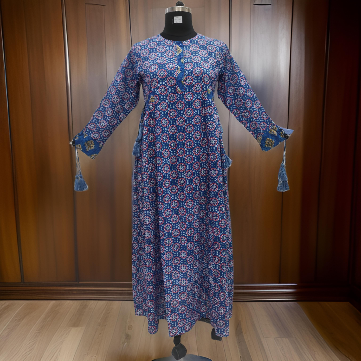 S/M Jasmine Printed Cotton  Dress 57&quot;Long Jalabiya