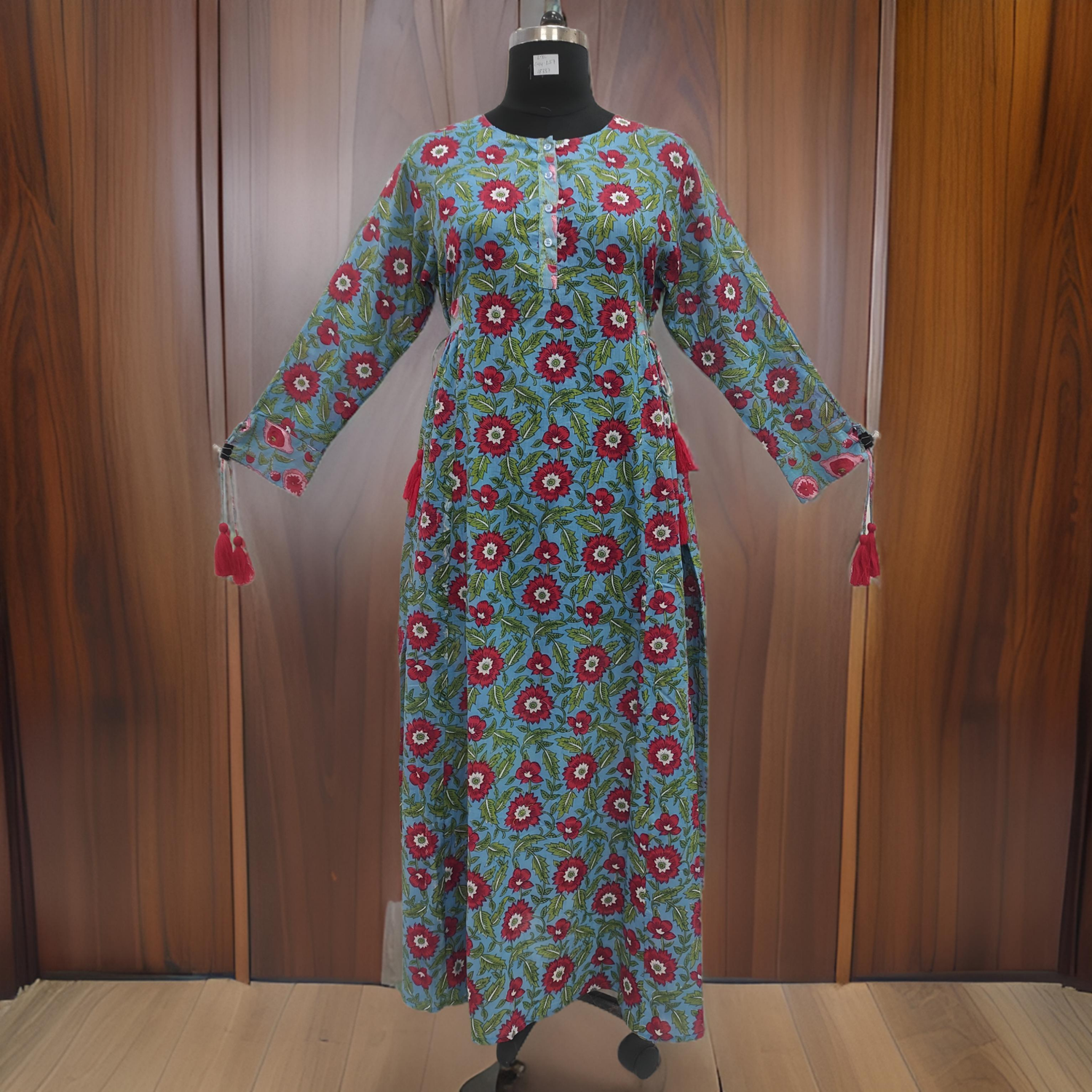 L/XL Jasmine Printed Cotton Dress 57&quot;Long Jalabiya