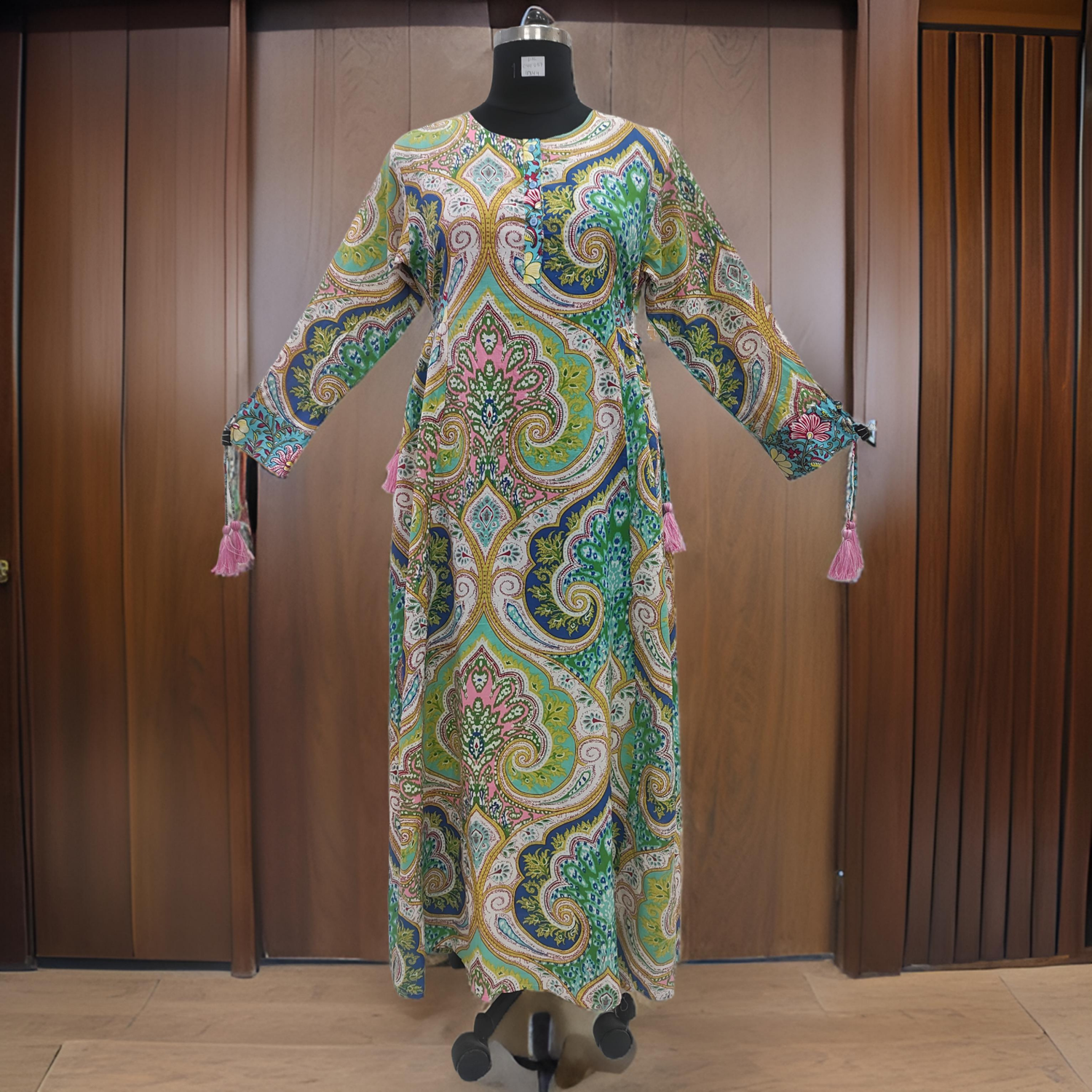 L/XL Jasmine Printed Cotton Dress 57&quot;Long Jalabiya