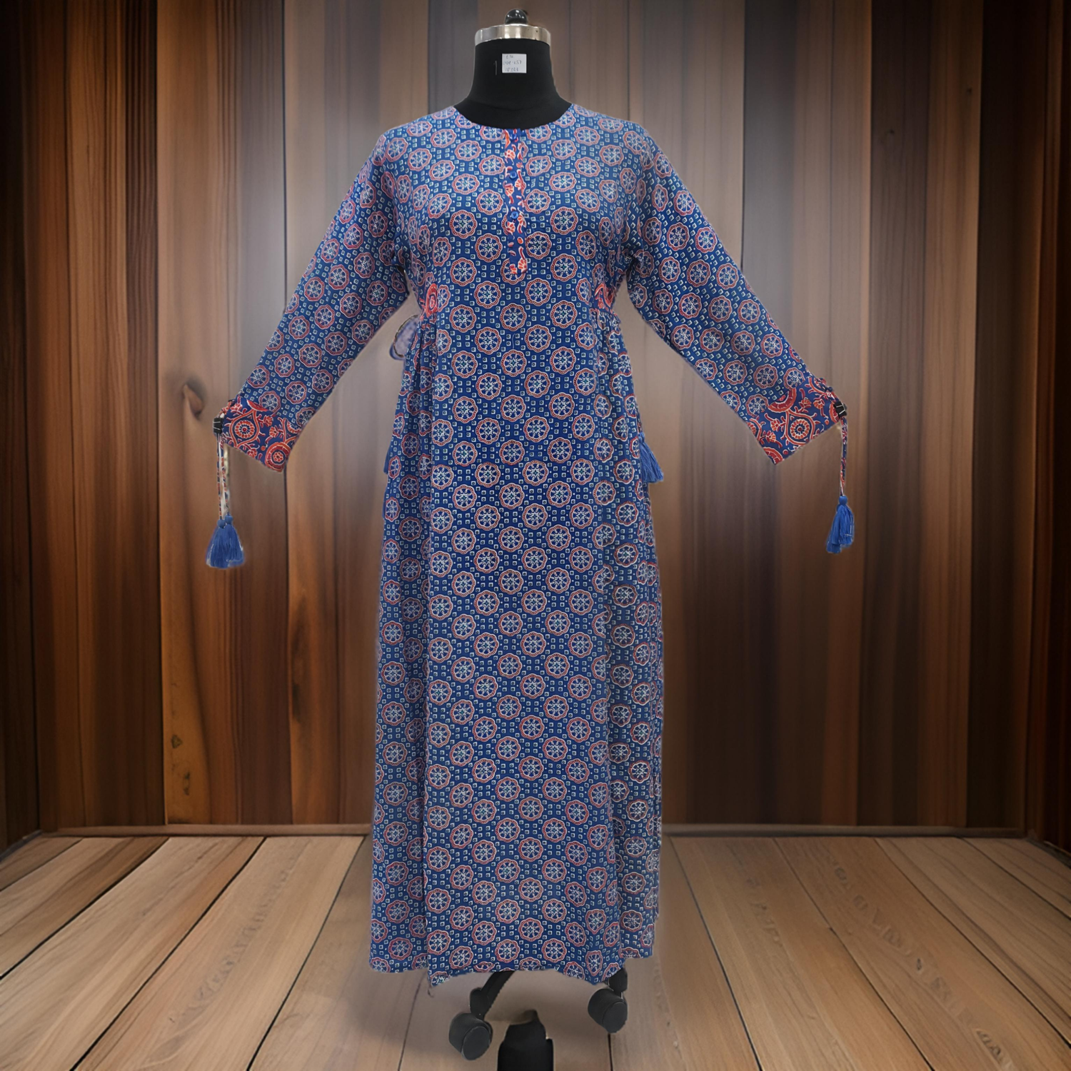 L/XL Jasmine Printed Cotton Dress 57&quot;Long Jalabiya